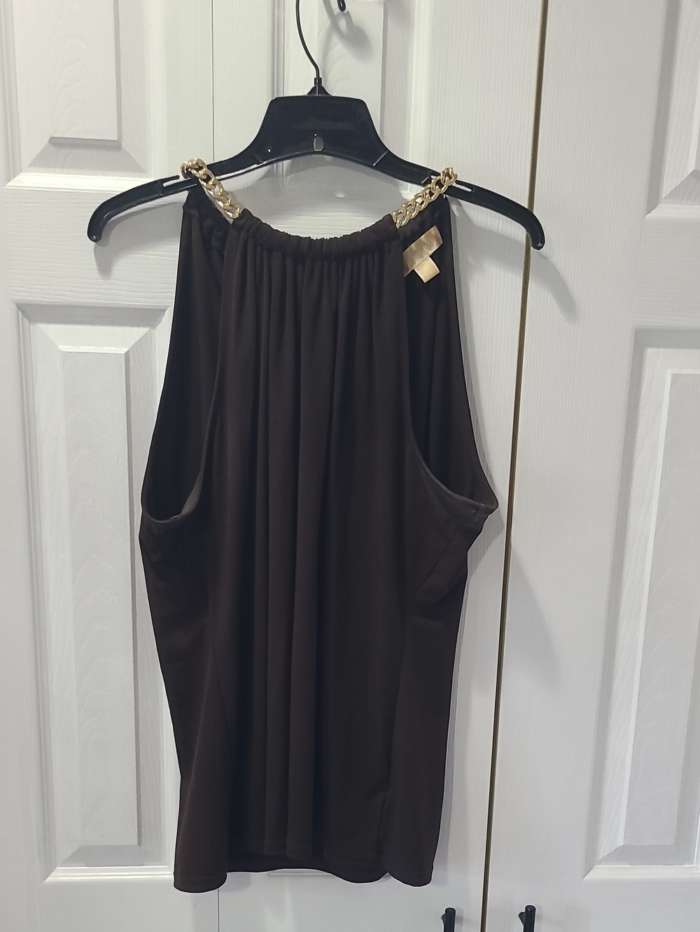 Michael Kors Chocolate Brown Gold Chain-Shoulder Tank